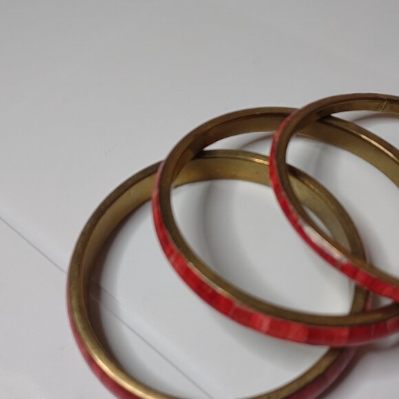 Set Of 3 Vintage 8 Inch Red Bangles - Picture 5 of 9